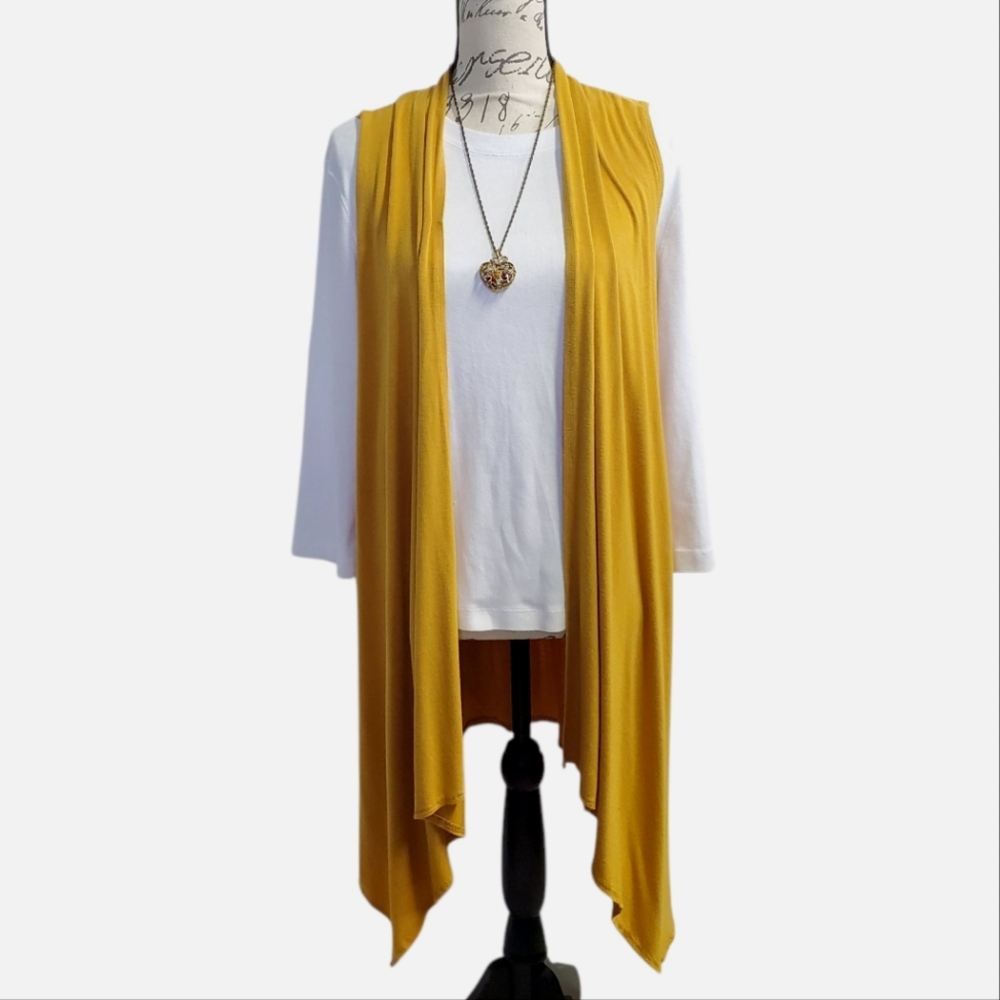 Azules Mustard Yellow Women's Layering Drape Vest Size XL